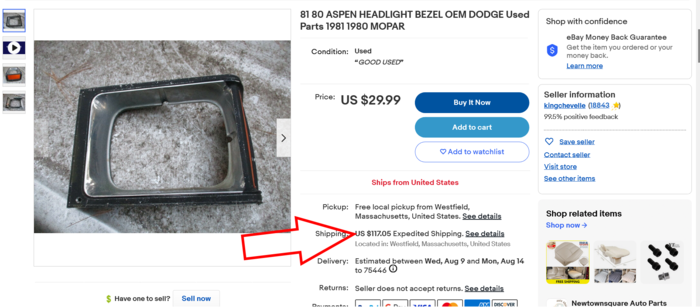 Screenshot 2023-08-04 at 17-25-20 81 80 ASPEN HEADLIGHT BEZEL OEM DODGE Used Parts 1981 1980 M...png